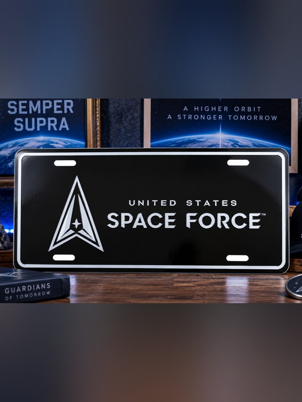 SPACE FORCE License Plate Metal Embossed Military Car Truck Decor Sign Gift